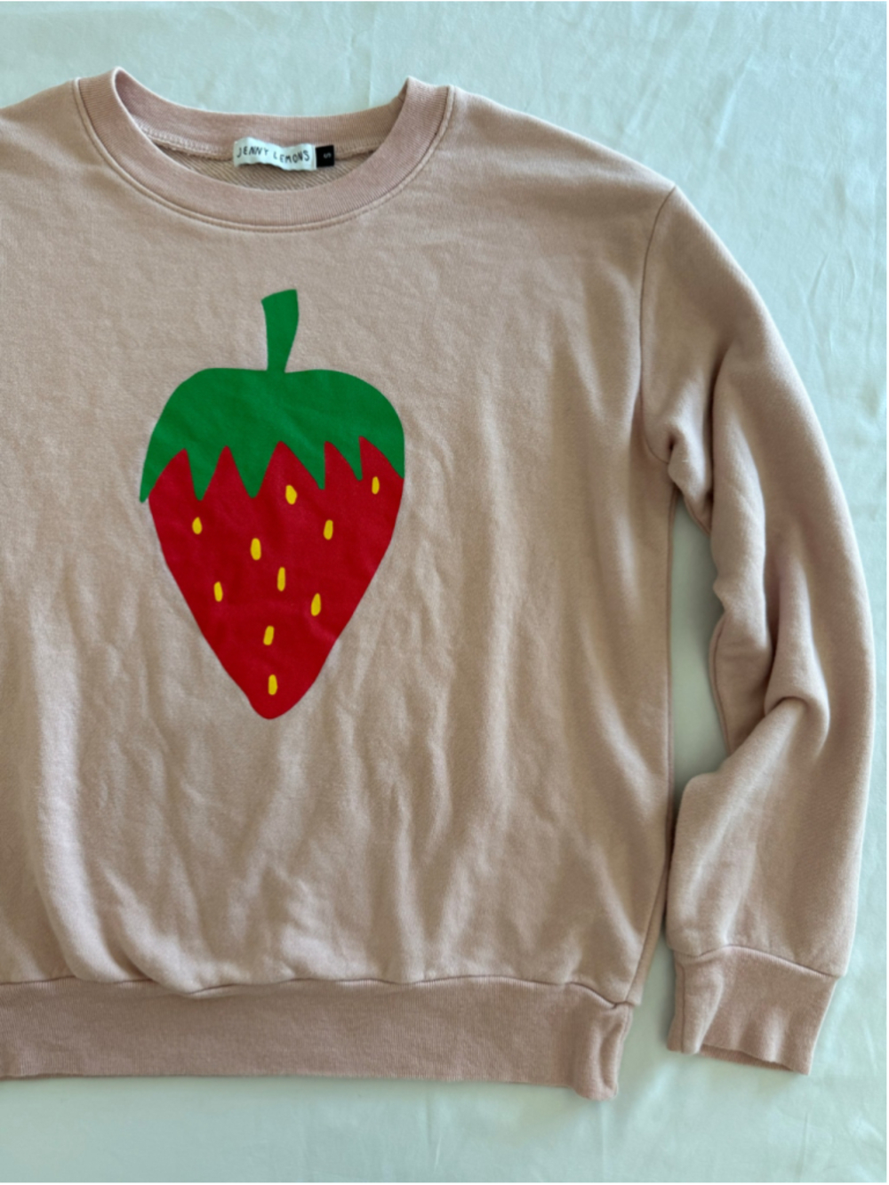 Women's Jenny Lemons Strawberry Sweatshirt Size S Pink Red